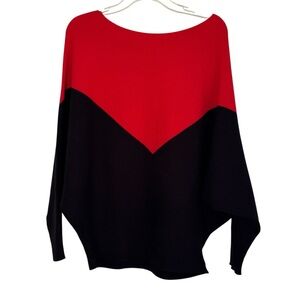 Makarthy Ribbed Cashmere Blend Dolman Sleeves Color Block Sweater